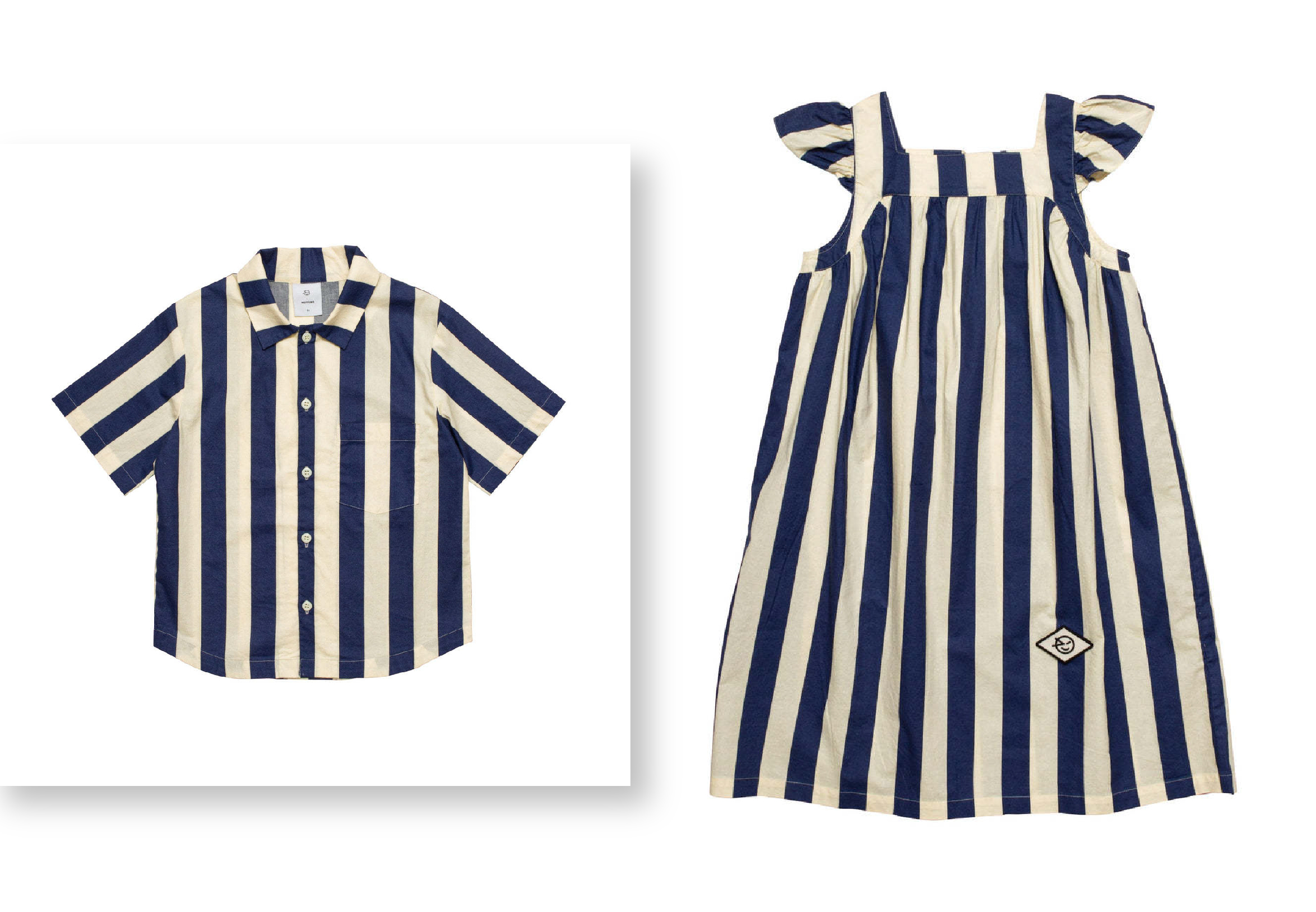 Cream blue striped set